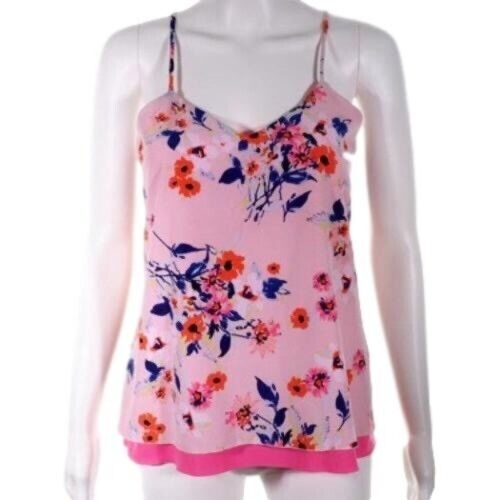 Candies Womens Size Small Floral Sleeveless V-Neck Pink Camisole Top